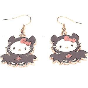 Hello Kitty Bat Dangle Earrings Gold Enamel Stainless Jewelry NEW …
